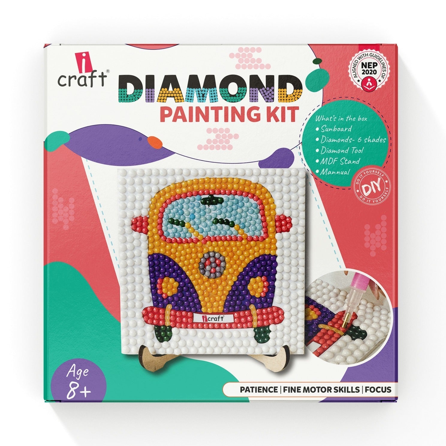 iCraft Kids Diamond Painting Kit - Creative Craft with Gems iCraft
